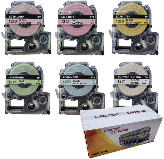 엡손 호환 라벨테이프 파스텔 컬러 세트, 파스텔 풀패키지(6p)