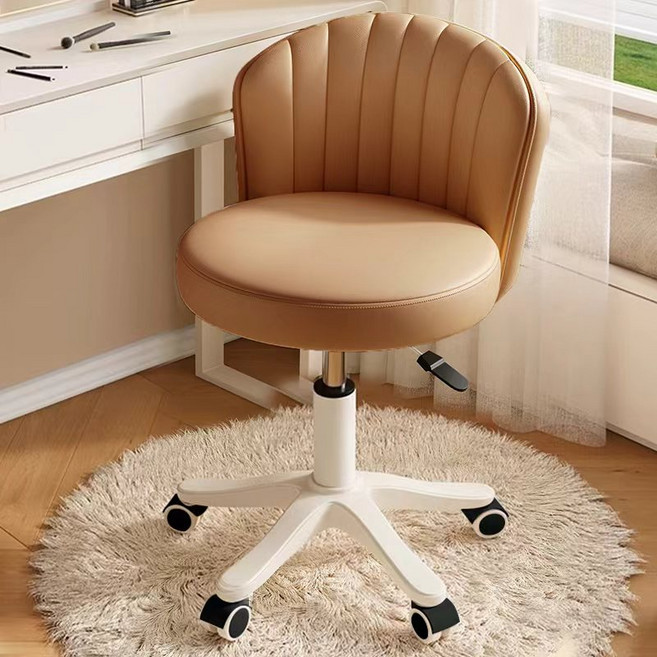 SeekFun 높이조절 화장대 의자 회전 바퀴형 등받이 의자 침실 화장대 전용, 1개, caramel/카라멜색