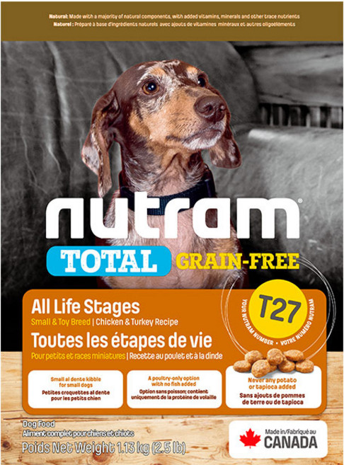 nutram 紐頓 TOTAL 無穀全齡犬飼料 雞肉火雞肉配方, 1.75公斤 (2.5磅), 1個, 雞肉火雞肉