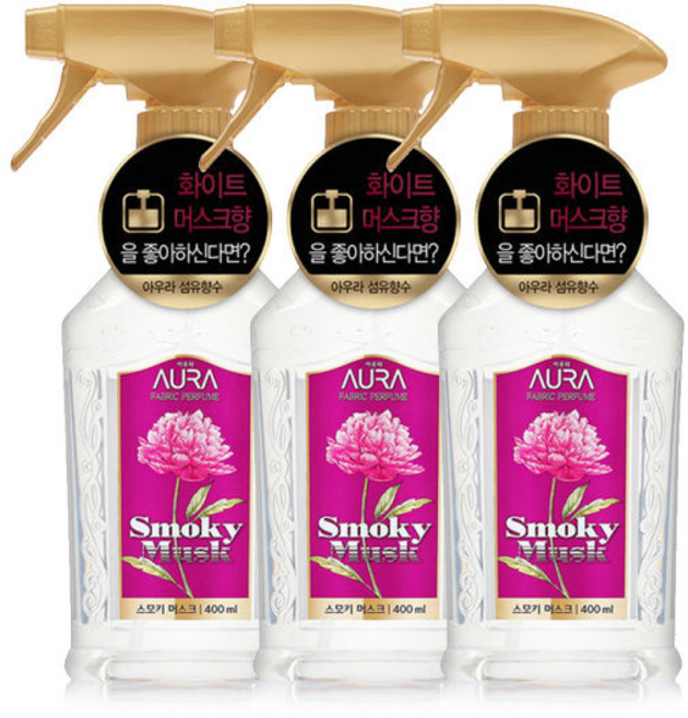 아우라 섬유향수 스모키머스크, 3개, 400ml