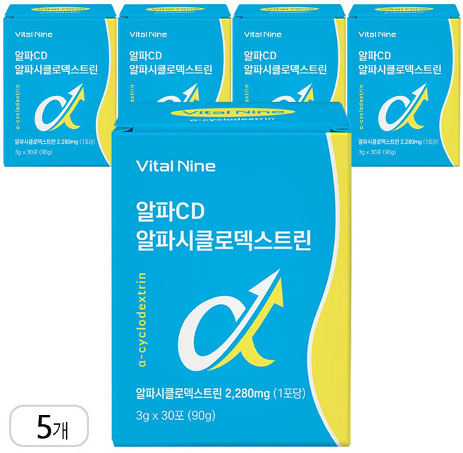바이오헬스센터 바이탈나인 알파CD 알파시클로덱스트린 바이 식약처 인증, 60회분, 5개