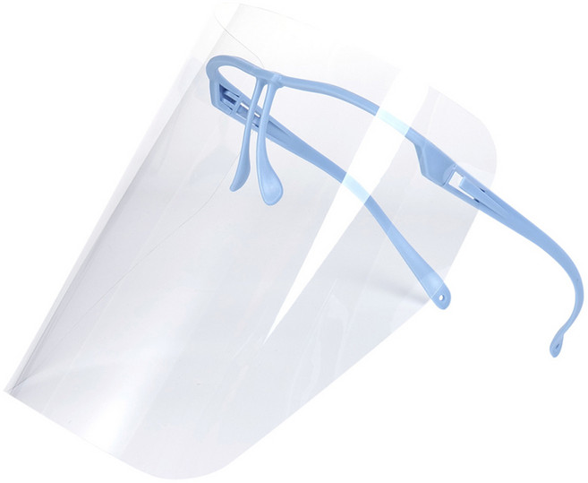 위생 페이스쉴드 안면보호대 비말방지 김서림방지 안경형 투명 페이스가드 블루 병원 방역 보호구, 1세트