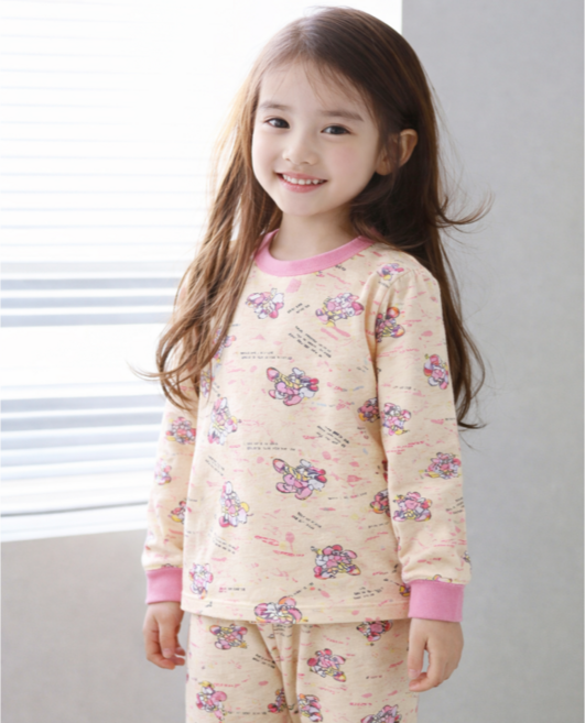 리틀밥독 여아용 무형광 순면 실내복 큐티푸들 상하의 세트