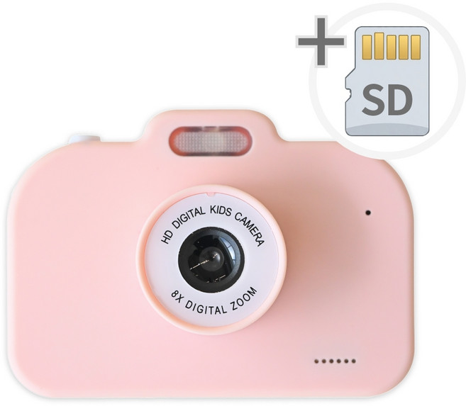 토이토 4세대 어린이 미니 토이 디지털 카메라 키즈 C타입 SD카드, 1개, 핑크