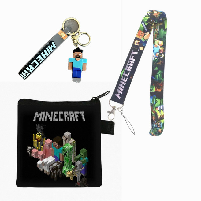 마인크래프트 목걸이형 동전지갑+키링 세트