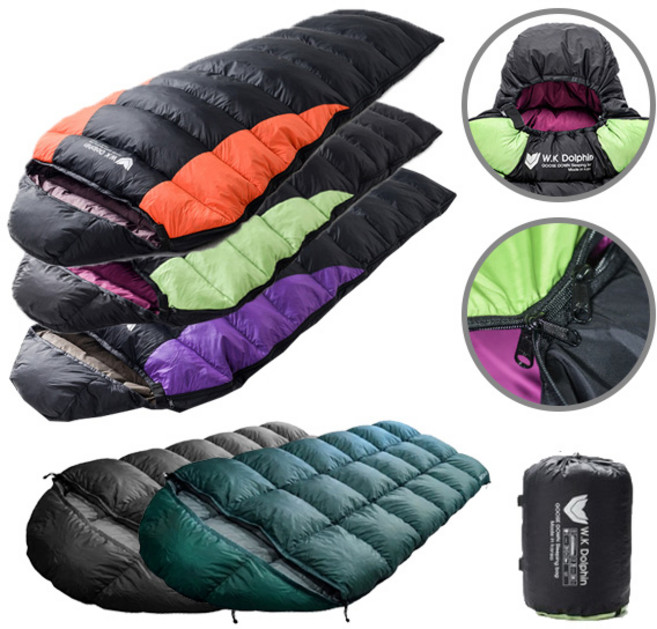 순수국산/거위털침낭/백팩킹/캠핑/차박/비박/구스다운침낭 야외용 사계절용, 머미형오렌지, 1개