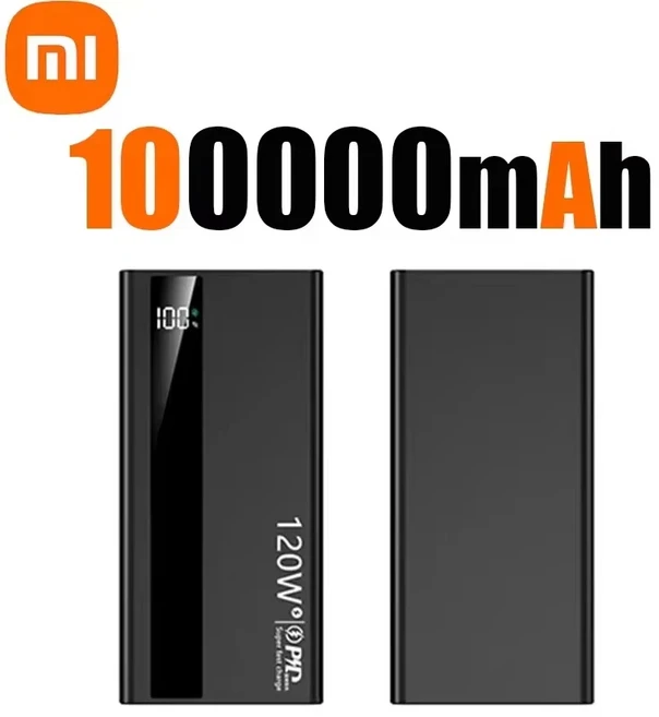 VIVO 120W 200000mAh 대용량 보조베터리 iPhone 용 초고속 충전 보조베터리 휴대용 배터리 충전기 Samsung, 02 Black 100000mAh