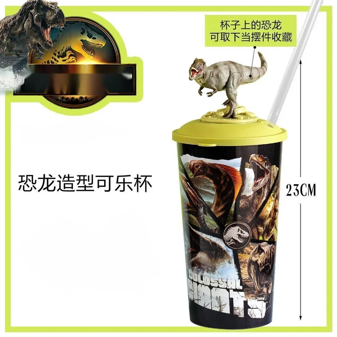 공룡 액션 피규어 빨대컵 어린이용 창의적인 3D 모델 뚜껑 물병 생일 파티 선물용 재사용 텀블러, 01 Tyrannosaurus Rex