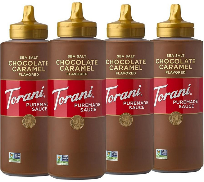 토라니 퓨어메이드 소스 펌킨 파이 스퀴즈 보틀 16.5단위온스, Salted Chocolate Caramel, 16.5 Fl Oz (Pack of 4)