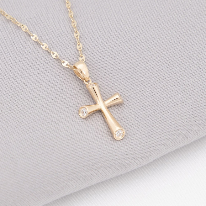 루키스톤 18k 네이선트 십자가목걸이 18k목걸이