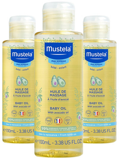 무스텔라 휘일 드 마사지 바디오일 아보카도, 3개, 100ml