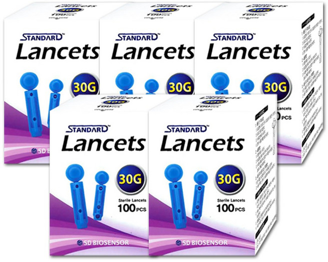 압출 바늘 얇은 채혈침 여드름 약국 란셋 소독 100개 x 5박스 사은품 멀티 비타민 1포, 100개입
