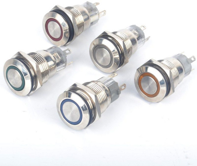 DM2536 L16FNR 메탈 푸쉬 스위치 GREEN(PUSH LED METAL SWITCH 12V), 1개