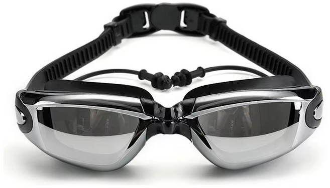 김서림방지 와이드 미러수경 귀마개 일체형, 1개, 검은색