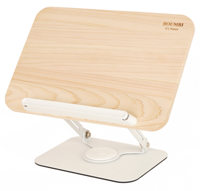 BOUMBI 국내생산 편백나무 탄화느티 회전형 높이 조절 원목 독서대