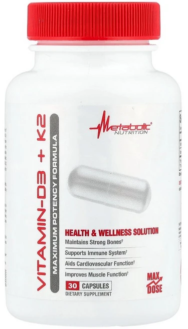 메타볼릭 뉴트리션 Metabolic Nutrition 비타민D3 + K2 캡슐 30정120565원산지:기타, 30 개, 1개 - 쿠팡