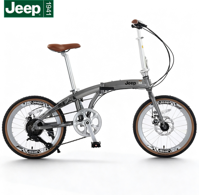 Jeep L200 완조립 패밀리 미니벨로 20인치 접이식 자전거 7단변속 유아시트 호환 초경량 폴딩바이크, 1개, 153cm, 그레이 실버