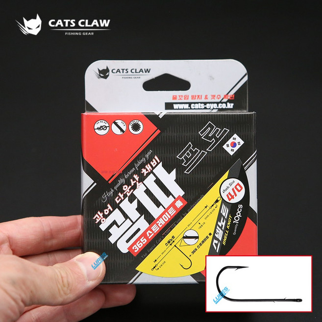 캣츠크로우 광따프로 스넬노트 365 스트레이트훅 광어다운샷 채비, 스트레이트 스넬노트 - 5/0, 1개