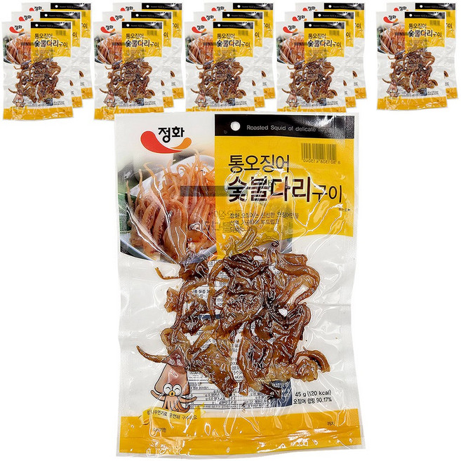 통오징어 숯불다리구이, 45g, 15개
