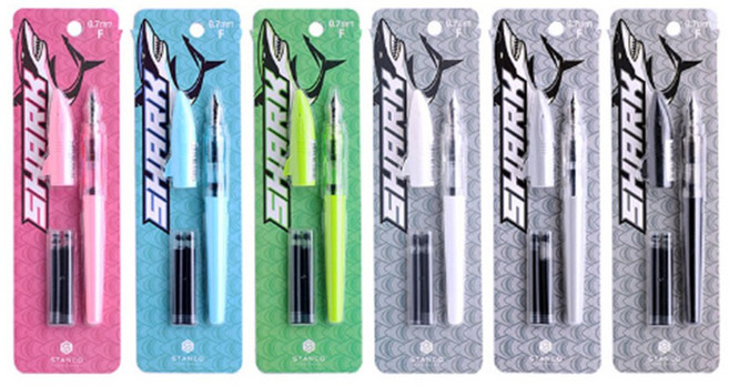 진하오 스탠코 사무 문구 필기구 샤크 만년필 0.7mm F촉+컨버터 세트, 샤크 만년필 F촉 화이트