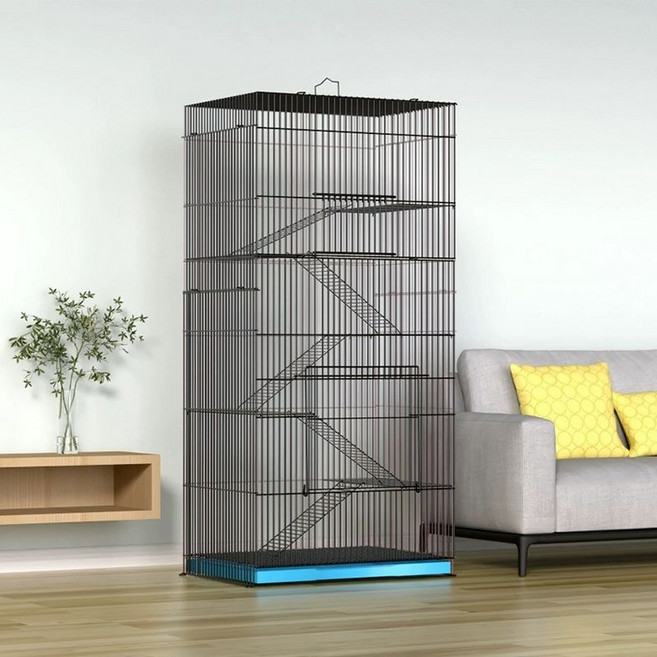 다람쥐 슈가글라이더 케이지 사육장 친칠라 햄스터, 1개, 브라이트옐로우 뉴 대문 6단 단일