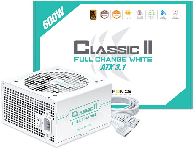 마이크로닉스 Classic II 풀체인지 600W 80PLUS BRONZE ATX 3.1 화이트, 1개