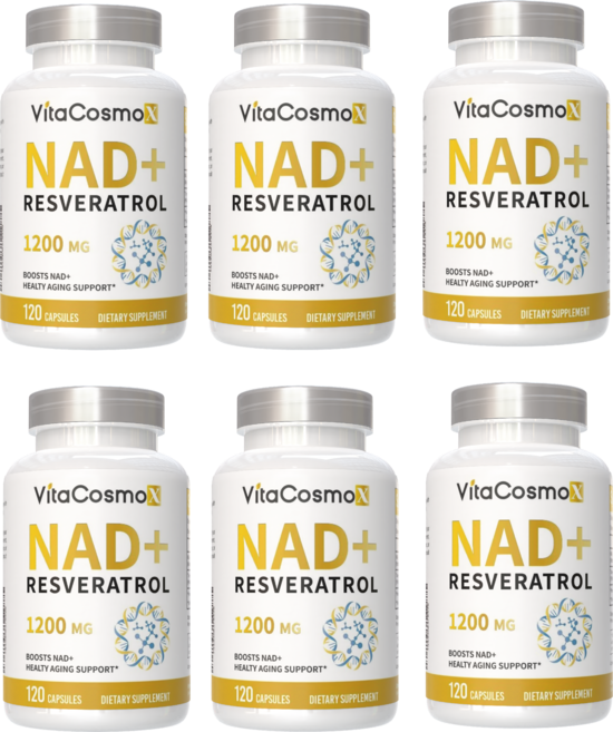 VitaCosmoX NMN 플러스 시르투인 안티에이징 항산화 항노화 1000mg 고순도 99.9% 니코틴아미드 NAD+ 무관세, 6개, 120정