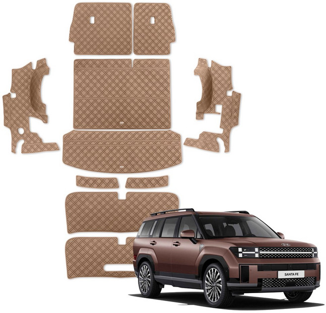 루젠 싼타페 MX5 트렁크매트 차박 풀커버, 싼타페MX5 5인승(LED 테일게이트 무), 피칸브라운