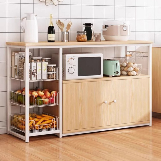 주방수납장 다용도 작업대 정수기다이 하부장 전자레인지선반, 3단, 목색의