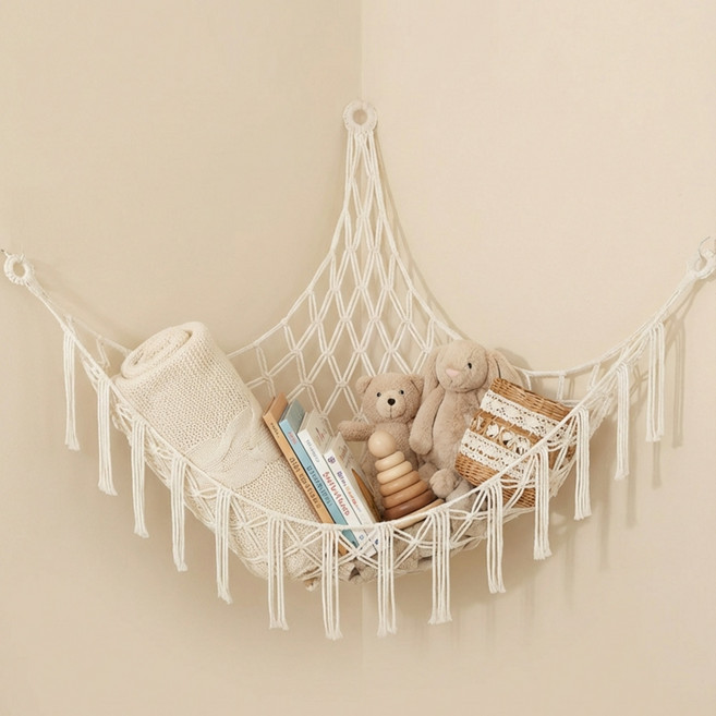 굿즈핸즈 인형 정리 해먹 장난감 벽걸이 보관 수납 아이방, 화이트