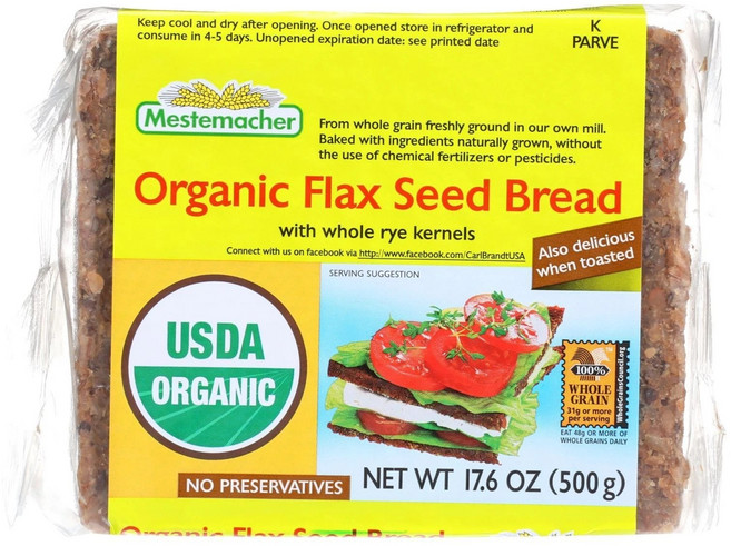 메스테마허 플랙스 씨드 브레드 홀 라이 커널 홀 그레인, 500g, 1개