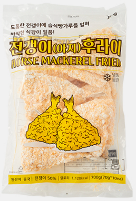 전갱이 아지 후라이 700g(70g x 10ea) 습식빵가루 잔뼈 제거 이자카야 스몰비어, 70g, 1