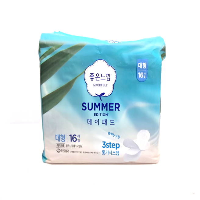 좋은느낌 썸머 에디션 데이패드 생리대 날개형, 대형, 16개입, 4개