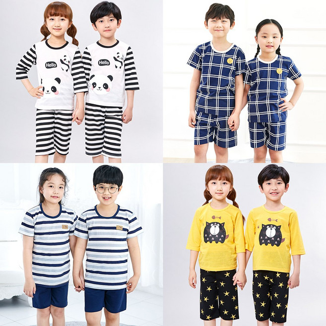 아동 반팔내의 5부 7부 자카드 실내복 상하세트 유아동 주니어 170호 남아 여아