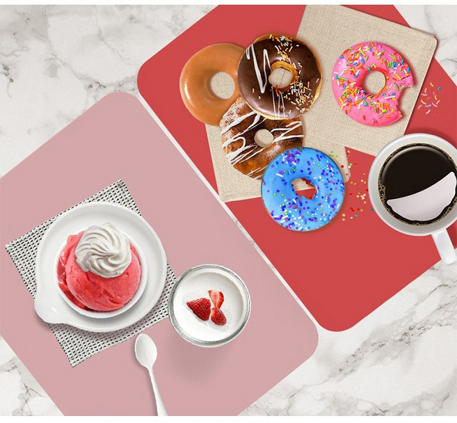 ELIN 국내산 플래티넘 실리콘 테이블매트 4P, 4개, 36*28, 민자_머스타드