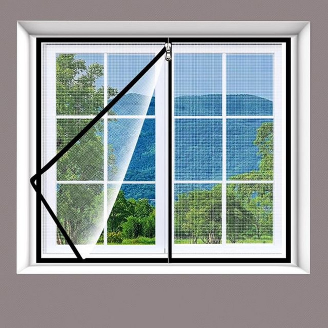 창문 지퍼방충망 모기 벌레차단 간편설치 120x150cm