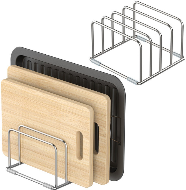 도마 홀더 스탠드 도마 보관 선반 도마 정리함 304 스테인리스 스틸 도마 홀더 쿠키 시트 정리함, 2개, 4*6.1inch