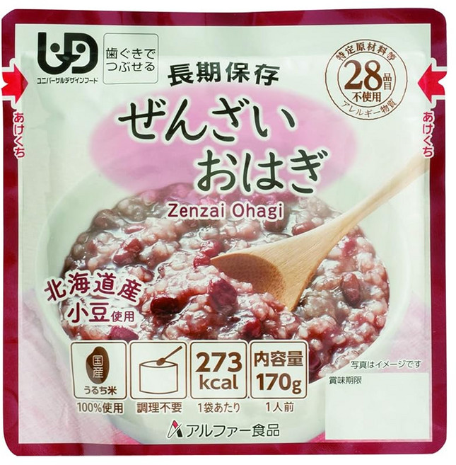 알파식품 젠자이 오하기 170g × 5개 비상식량 상비용 장기 보존 인스턴트, 1개, 1g