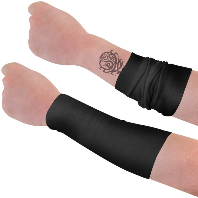 파인스 타투 문신 가리개 팔 토시, 소, 2개, 블랙