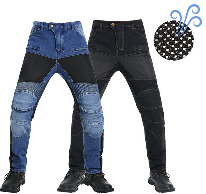 오토바이 여름 슬림 핏 매쉬 라이딩진 라이더 팬츠, 1. 일반보호대구성 633 블루