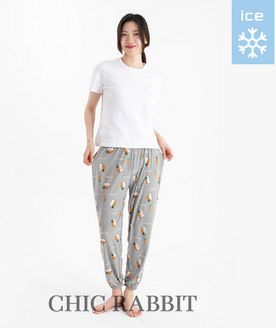 시크래빗 남성 여성 아이스 바지 홈웨어 여름 냉장고 잠옷 빅사이즈 스판