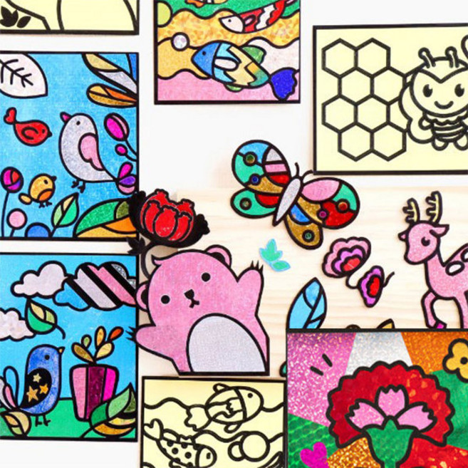 민화 포일아트 모음 - 동물캐릭터 포일아트 5종 / DIY, 숲속새, 1개