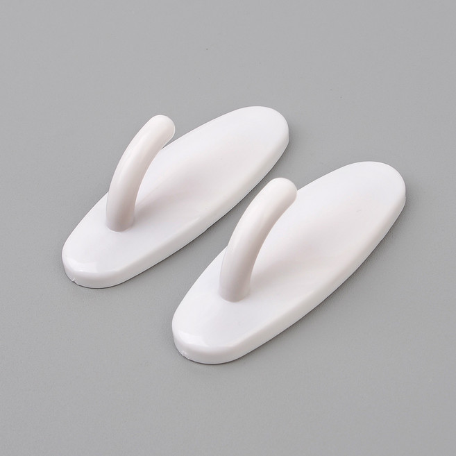 부착식 타원형 플라스틱 행거 무타공 다용도 옷걸이 모자걸이, 2세트