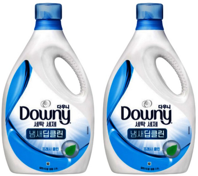 다우니 프리미엄 액체형 세제 냄새딥클린 블루 프레시 클린, 2.8L, 2개