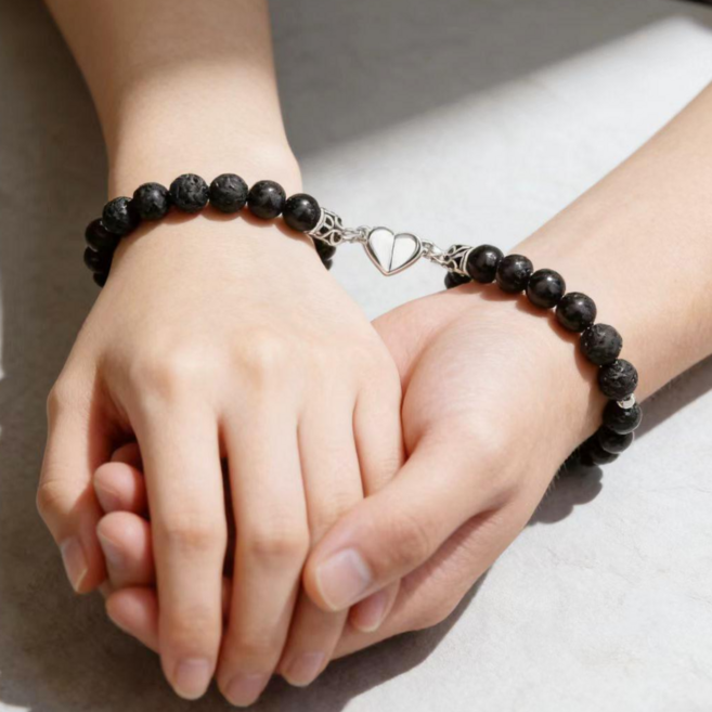 흑요석 마그네틱 자석 커플 우정 팔찌 남녀공용 2종세트