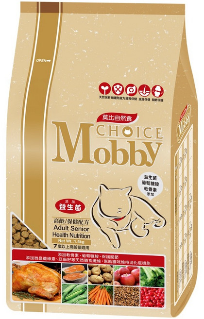 Mobby Choice 莫比自然食 高齡貓咪 雞肉米 無穀配方 貓飼料, 3kg, 1個, 貓-高齡貓雞肉米