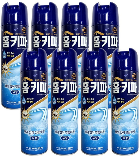 홈키파 에어졸 무향 모기 파리 살충제, 500ml, 8개