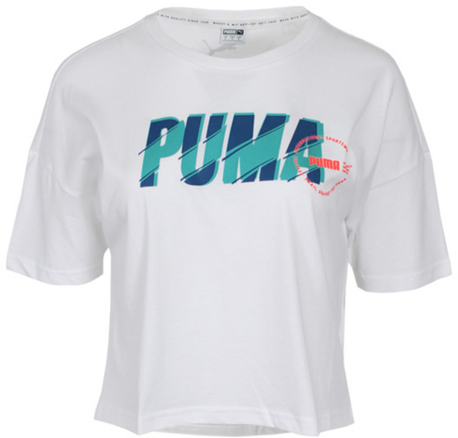 푸마 여성 트레일 그래픽 로고 반팔 티셔츠 596737-02