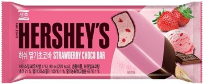 허쉬 아이스크림 쿠키앤크림바 외 9종 24개, 허쉬 딸기바(24개)