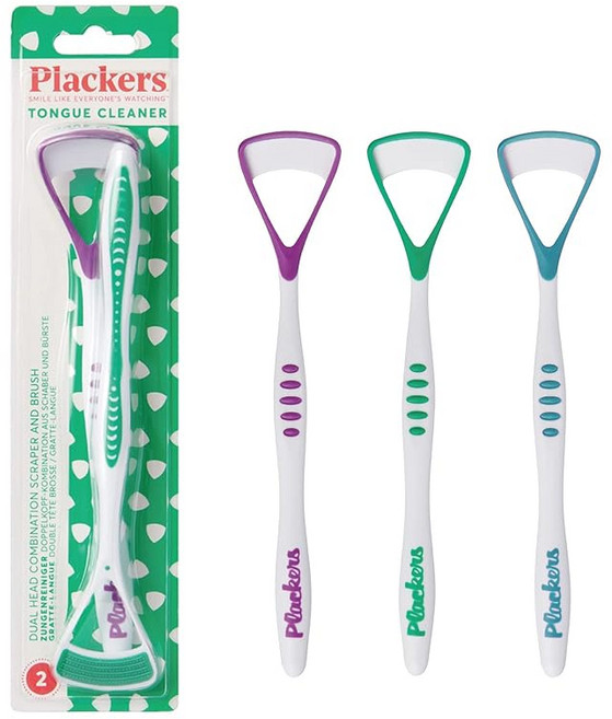 혀 클리너 Plackers 마이크로 혀 클리너 2개들이 어소트 컬러